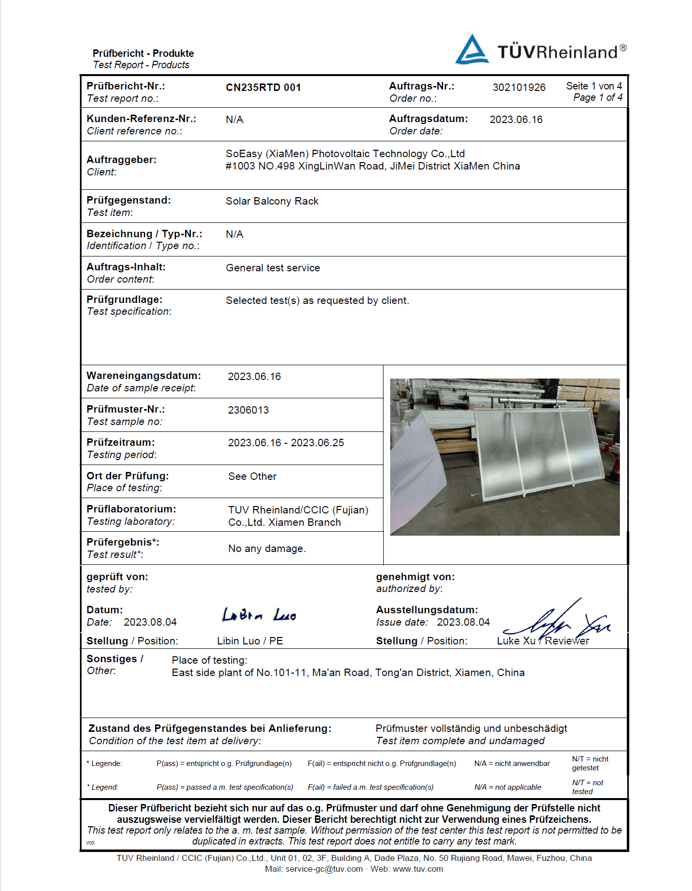 TUV Test Report