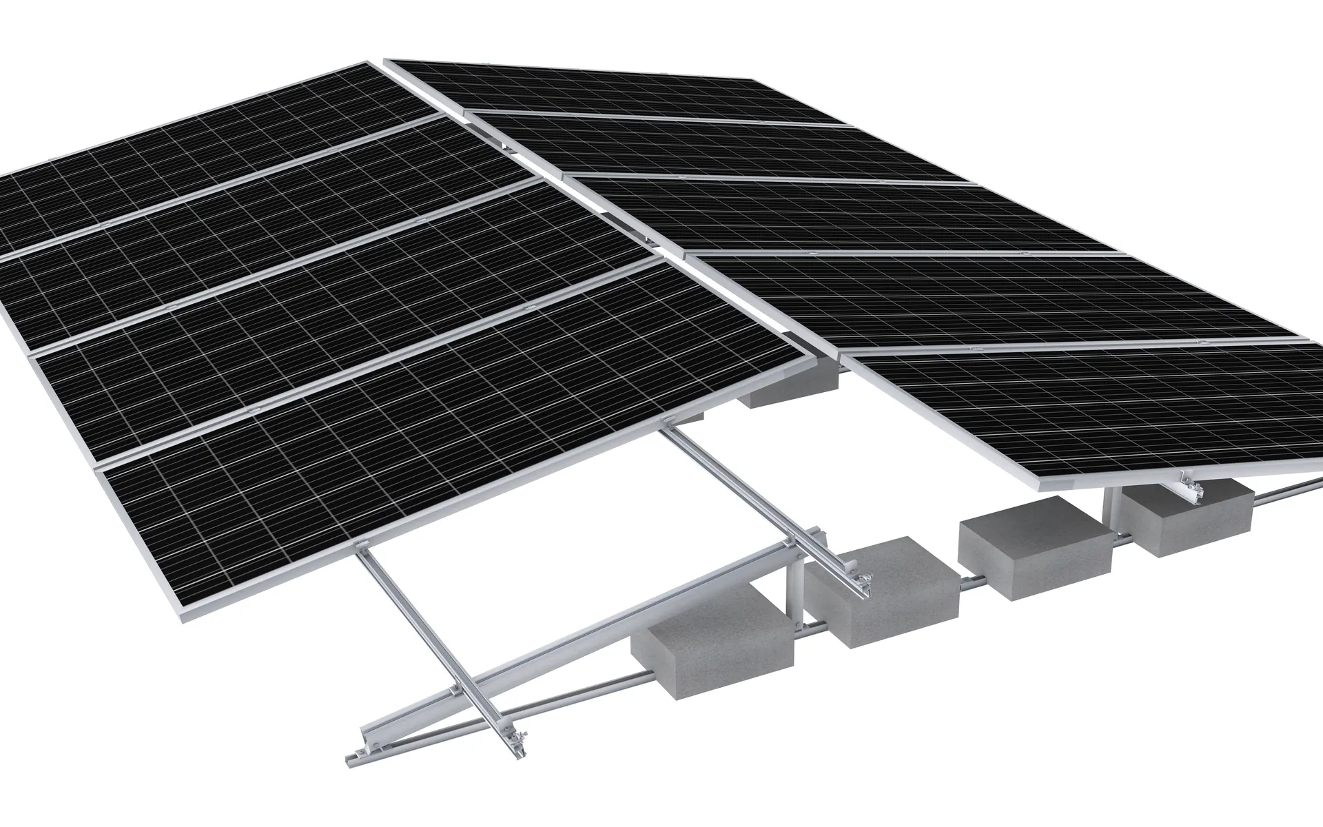 Nova TRIPOD east-west configuration on a commercial flat roof